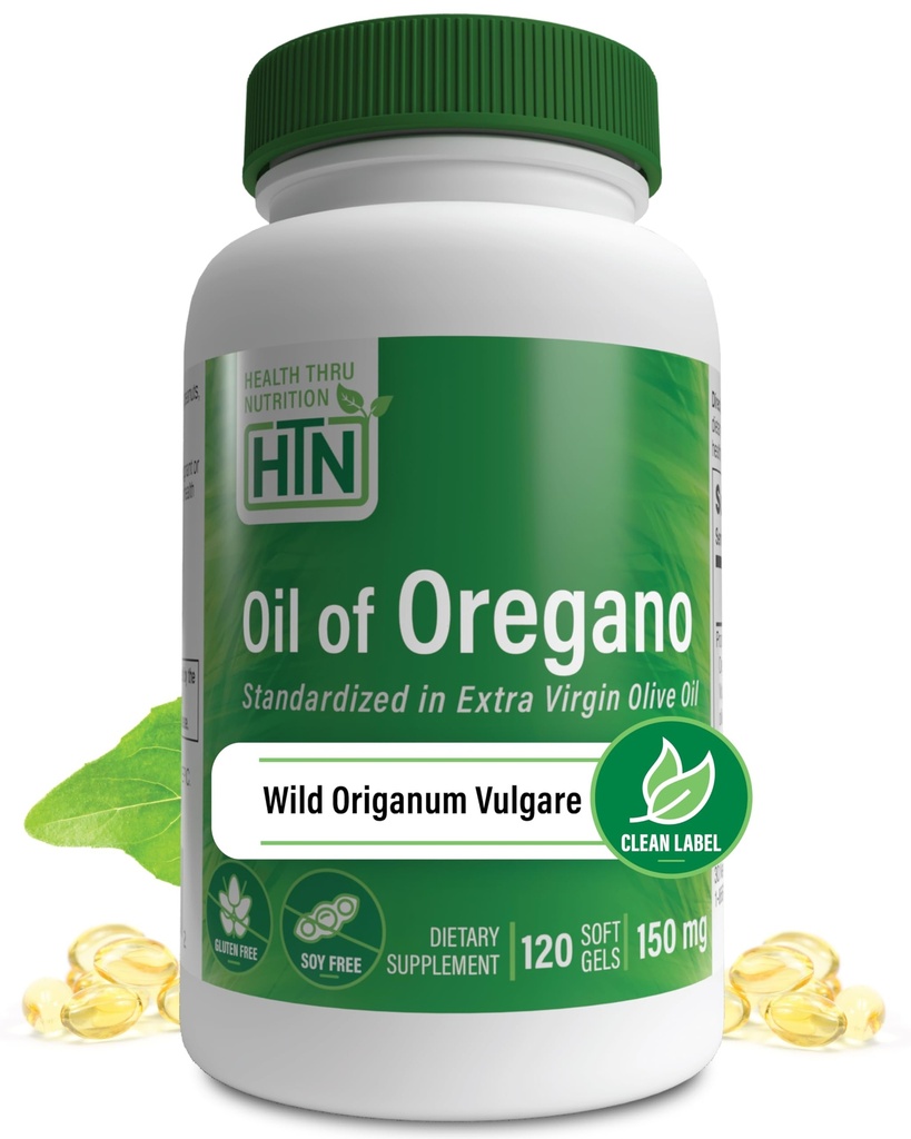 Olie af Oregano 120 Mini- Softgels against 124; Wild Hartared Measures 124; European 40: 1 Origanum Vulgare Ækvivalent med 600mg Oregano i Extra Virgin Olive Oil Measures 124; Non- GMO Gluten Free Measures 124; af Health Thru Nutrition (Pack of 120)
