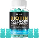 Biotin collagen gummies - Hår hud og negle Vitaminer for kvinder & mænd - Hår vækst vitaminer: B1, B2, B3, B6, B7, Collagen, Keratin, Vitamin A & D - Hår vækst supplement - 60 Gummy Bears