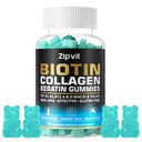 Biotin collagen gummies - Hår hud og negle Vitaminer for kvinder & mænd - Hår vækst vitaminer: B1, B2, B3, B6, B7, Collagen, Keratin, Vitamin A & D - Hår vækst supplement - 60 Gummy Bears