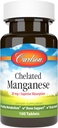 Carlson - Chelated Mangan, 20 mg, Superior Absorption, Sund Metabolisme, Knoglestøtte & Hjerne Sundhed, 100 tabletter