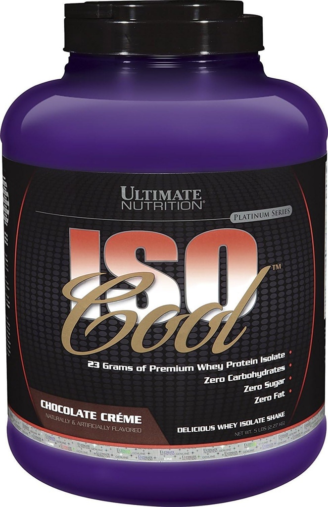 Ultimate Nutrition ISO Cool Whey Isolate Protein Powder - Keto- Friendly - Sukker, Carb og Fat- Free - 23 Bedste Protein Per Servering, Chokolade, 5 Pounds