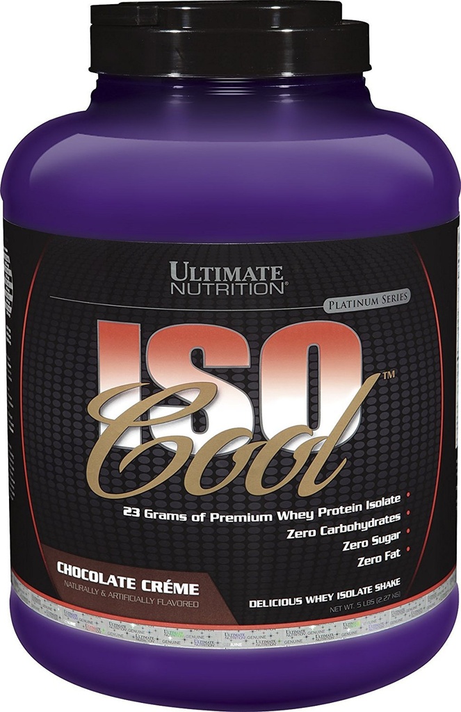 Ultimate Nutrition ISO Cool Whey Isolate Protein Powder - Keto- Friendly - Sukker, Carb og Fat- Free - 23 Bedste Protein Per Servering, Chokolade, 5 Pounds
