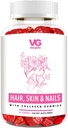 VITA GLOBE Hår, Hud & Nails + Collagen Gummies - 20 mg med Vitamin A, C, D, E, B6 & Biotin Budd124; Skønhed & Wellness Supplement for sund hårvækst, strålende hud & stærke negle - 60 greve (pakke med 1)