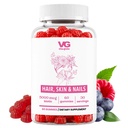 VITA GLOBE Hår, Hud & Nails + Collagen Gummies - 20 mg med Vitamin A, C, D, E, B6 & Biotin Budd124; Skønhed & Wellness Supplement for sund hårvækst, strålende hud & stærke negle - 60 greve (pakke med 1)