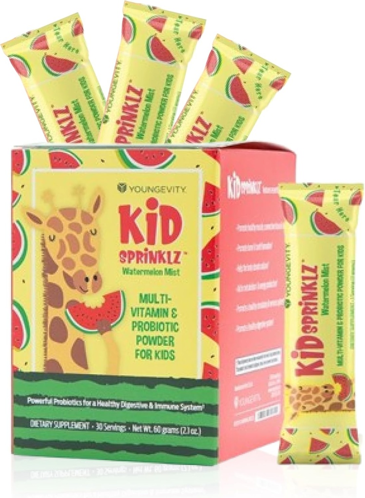 Youngevity Kidsprinklz Watermelon Mist Multi- vitamin Powder - Kids Multivitamin & Toddler Multivitamin - Vitaminer, mineraler, & Probiotika - 30 Servere