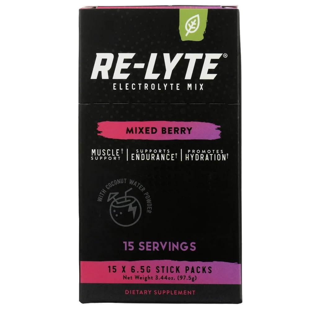 RELYTE Re- Lyte Electrolyte Drink Mix blandet bær 15 Servering Pakninger 3.44 oz