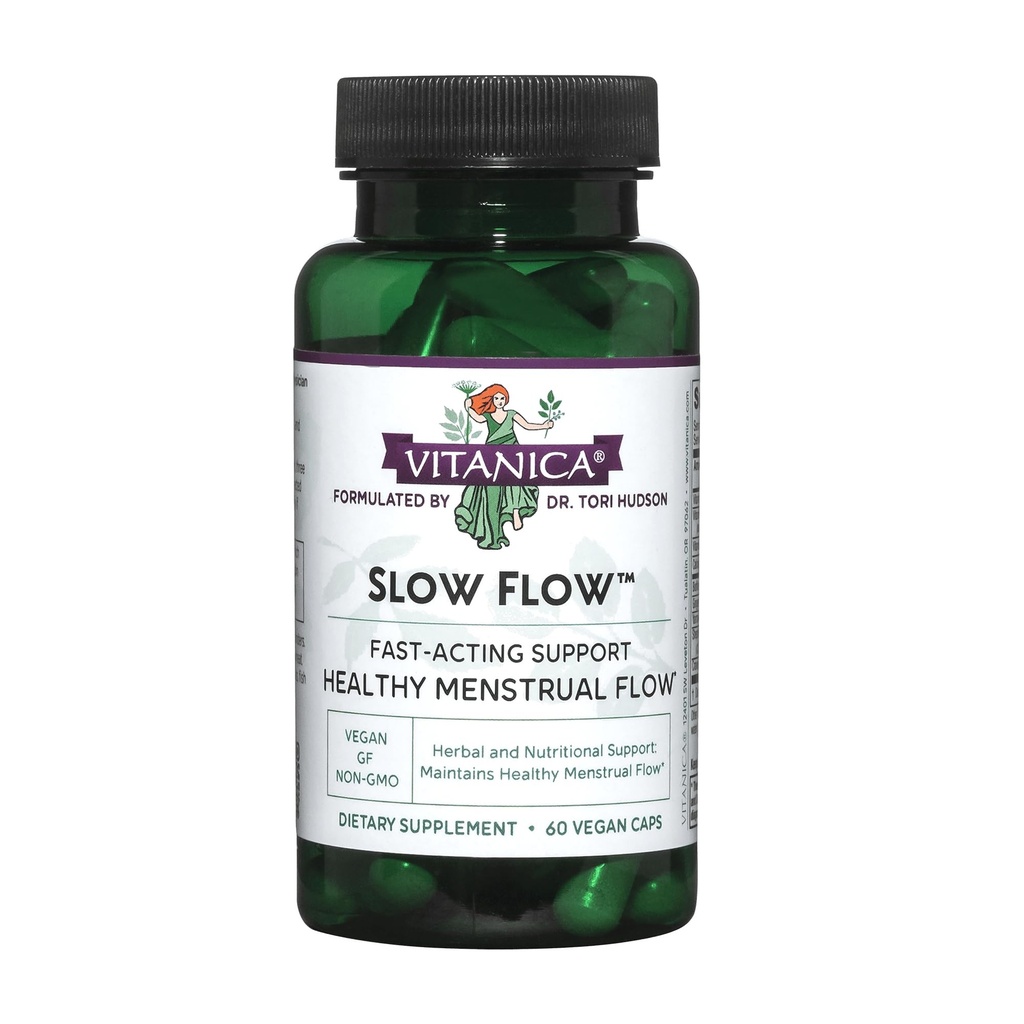 Vitanica Slow Flow, Menstruel Flow Support, Vegan, 60 Kapsler