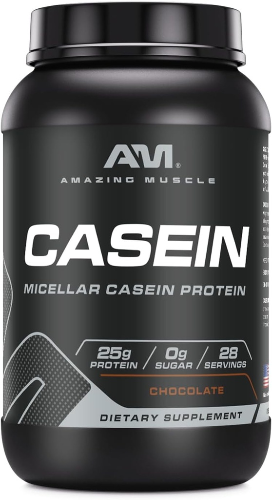 Amazing Muscle Casein Protein Powder • 124; Chocolate Flavor • 124; 25 G Protein • 124; 2 Lb (907 G) • 124; Non- GMO • 124; Fremstillet i USA