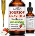 Soursop Graviola Liquid Drops til Cell Support & Regeneration, Immunboost, Slap af, lever og søvn, Soursop Bitters Liquid, Sukker / Gluten Free, Naturlige Jordbær Flavor - 2 Fl Oz (60ml) Flaske