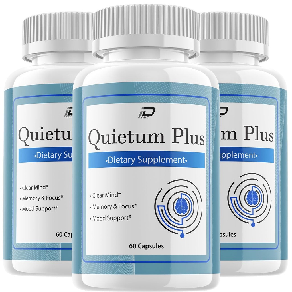 Quietum Plus Brain supplement kapsler - All- Natural Maximum Strength Formel til forbedret hukommelse og fokus piller, QuietumPlus support og anmeldelser (3 Pack - 180 kapsler)