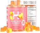 Sundhed ved Habit Hår, Hud og negle Supplement (60 gummies) - 2500mcg biotin, C-vitamin, E-vitamin, stærke negle, Peach Flavor, Vegan, Gluten Free, Non- GMO