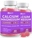 Sugar Free Calcium Gummies w / Vitamin D3 K2, Calcium Magnesium Zink Gummies for Bone, Muscle & immun, Algae CA Magnesium 2: 1 Ratio Calciumsupplement til kvinder og mænd - Vegan