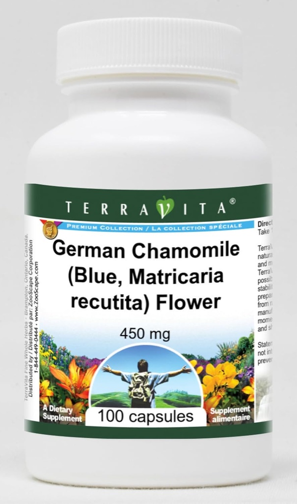 Tysk kamille (blå, Matricaria recutita) Blomst - 450 mg (100 kapsler, ZIN: 516213) - 3 pakning