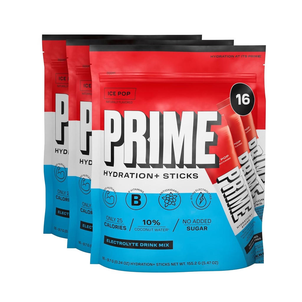 PRIME HYDRATION + Sticks ICE POP- 124; Hydration Powder Single Serve Sticks