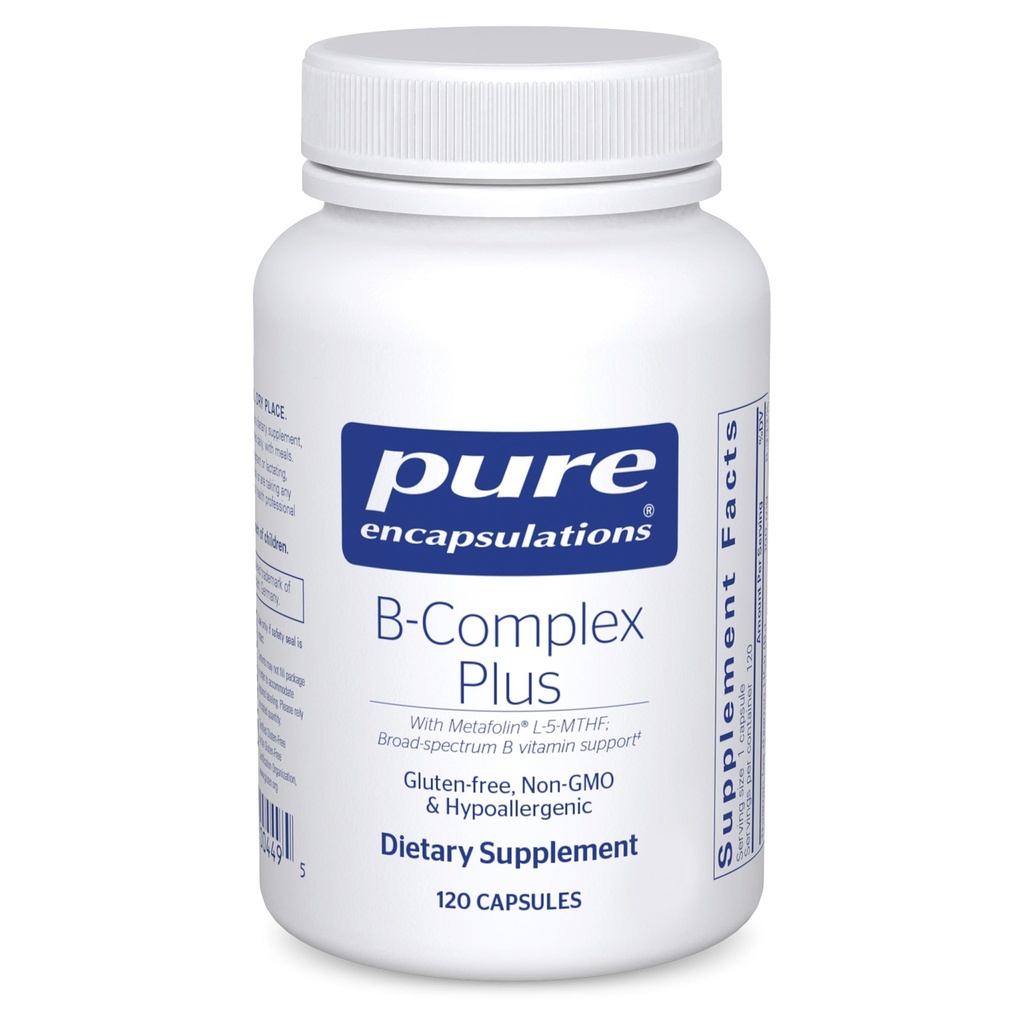 Pure indkapslinger B- Complex Plus - B vitaminer supplement til støtte neurologisk sundhed, kardiovaskulær sundhed, energiniveauer & nervesystem support * - med vitamin B12 & mere - 120 kapsler