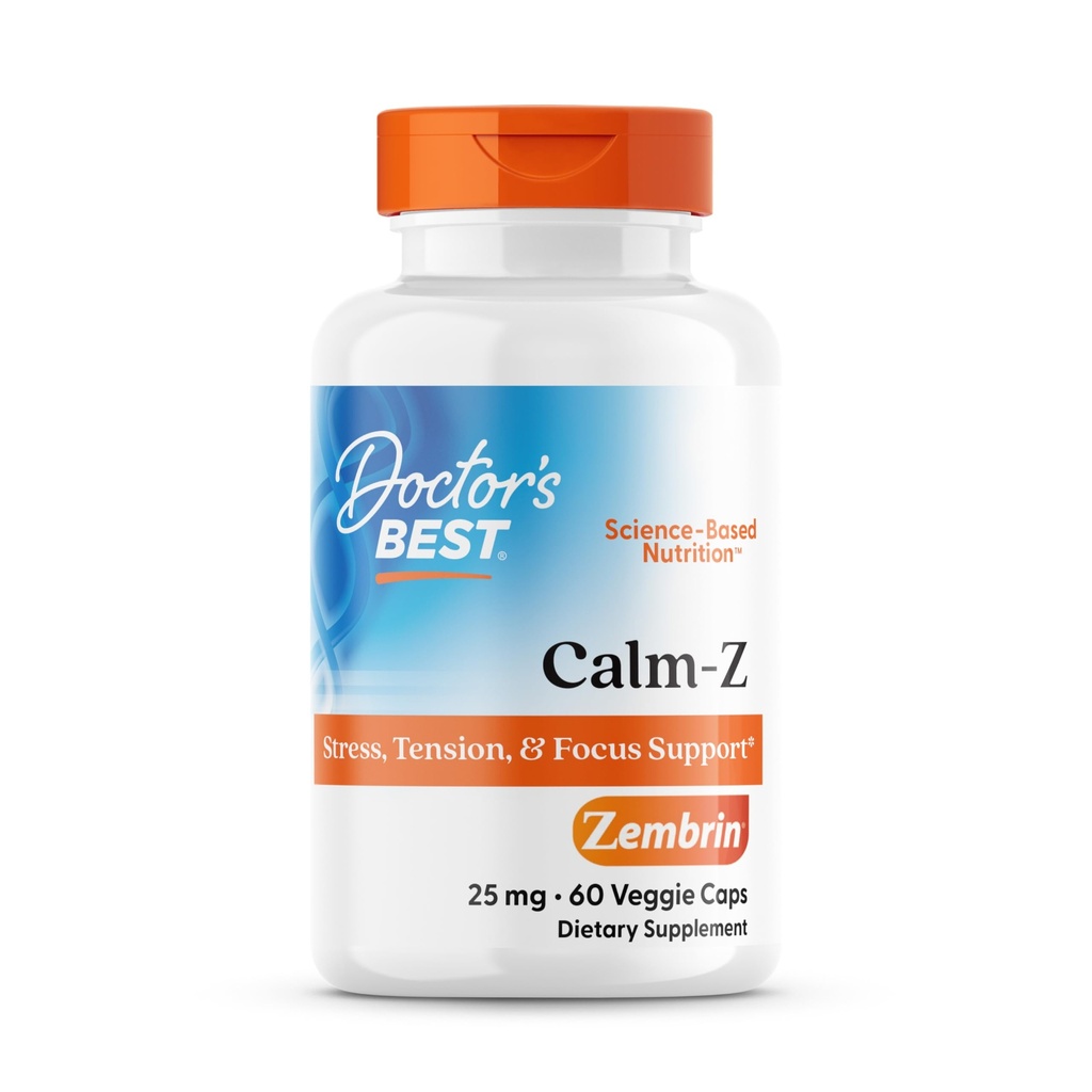 Læge er bedst rolig med Zembrin, Stress & Mood Support, 25mg Veggie Caps, 60Count