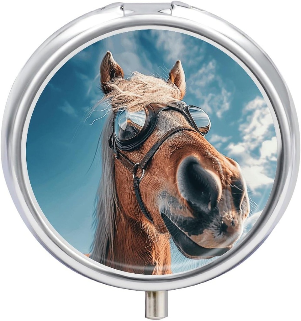 3 Segment Pill Box Pill Containe Horse Brown Fur Pillbox Case for Travel Small Pill Case Pill Organizer for Vitaminer Fish Oil Box Supplement Box