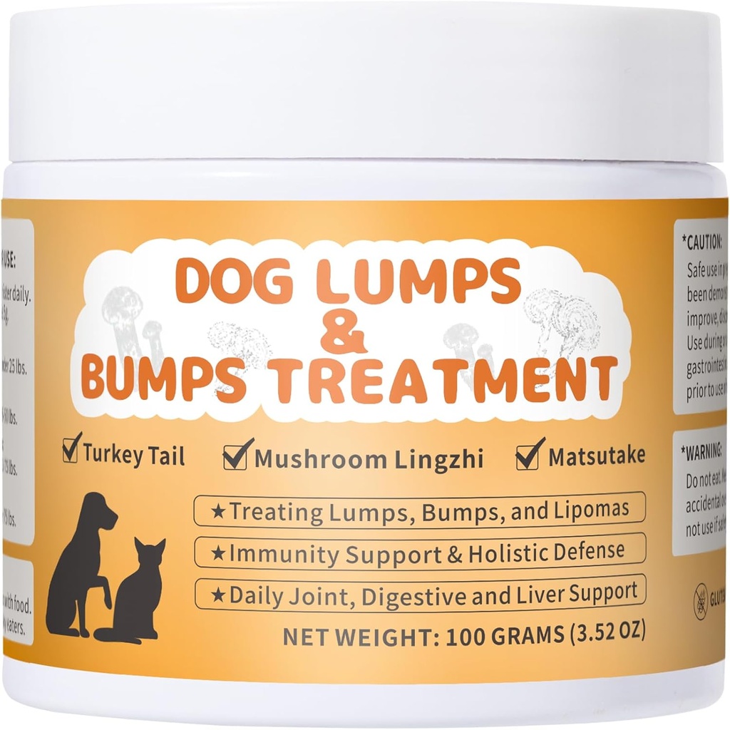 Lipoma Behandling af hunde, Lumps og bumps hund supplement -champignon pulver til hunde støtte fordøjelsessystem & immunsystem, Forbedret mobilitet, 3.52 oz