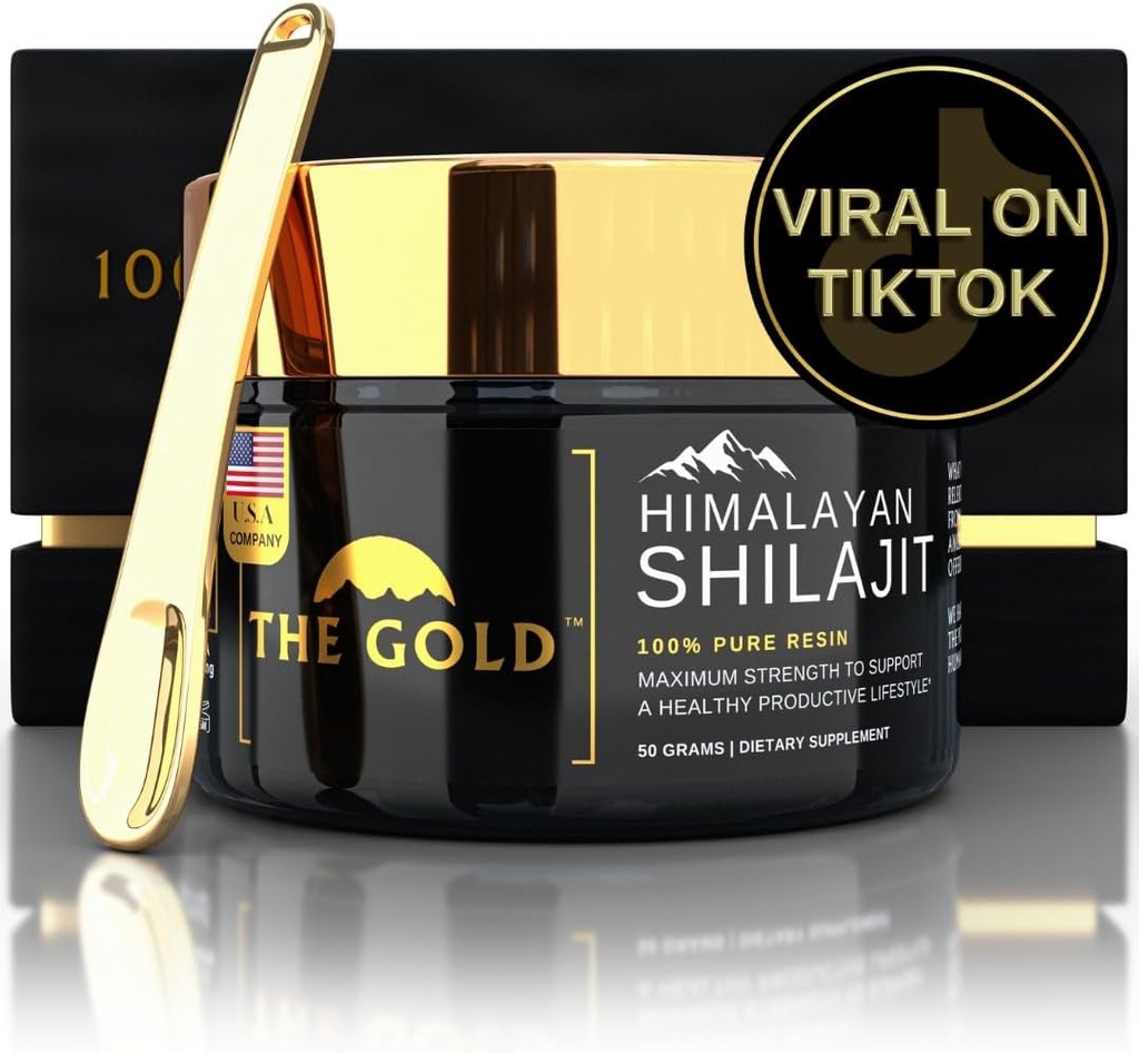 THE GOLD Shilajit Resin 124; Shilajit Pure Himalayan Organic Shilajit for mænd & for kvinder Lab Test i USA Grade A + alle naturlige kostvaner supplement med Fulvic Acid + Trace Minerals