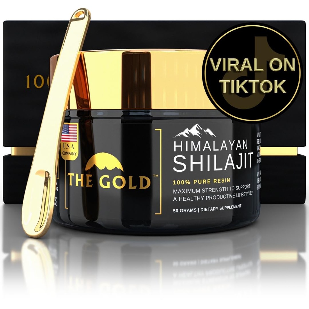 THE GOLD Shilajit Resin 124; Shilajit Pure Himalayan Organic Shilajit for mænd & for kvinder Lab Test i USA Grade A + alle naturlige kostvaner supplement med Fulvic Acid + Trace Minerals