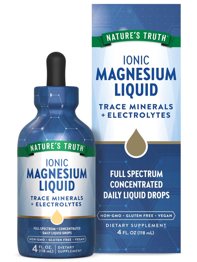 Nature's Truth Ionic Magnesium Liquid Drops | With Electrolytes & Trace Minerals Complex | 200mg | 4 Fluid Ounces | Vegan, Non-GMO & Gluten Free Supplement