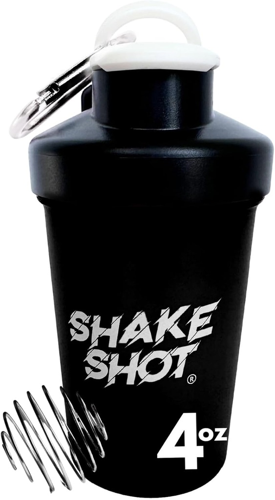 Sort - 4oz Mini Shaker flaske til før træning, Creatin, lille Scoop kosttilskud (ikke for protein) Clip & Shaker Ball