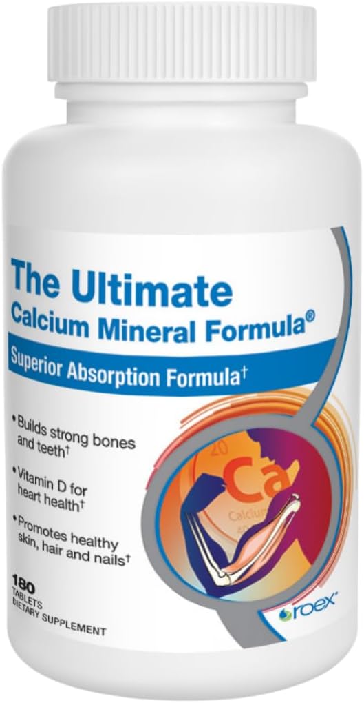 Roex Vitaminer: 124; Ultimate Calcium Mineral Formel: 124; Calcium: 124; Hår, hud og negle: 124; Tablets: 124; 180 Tæl