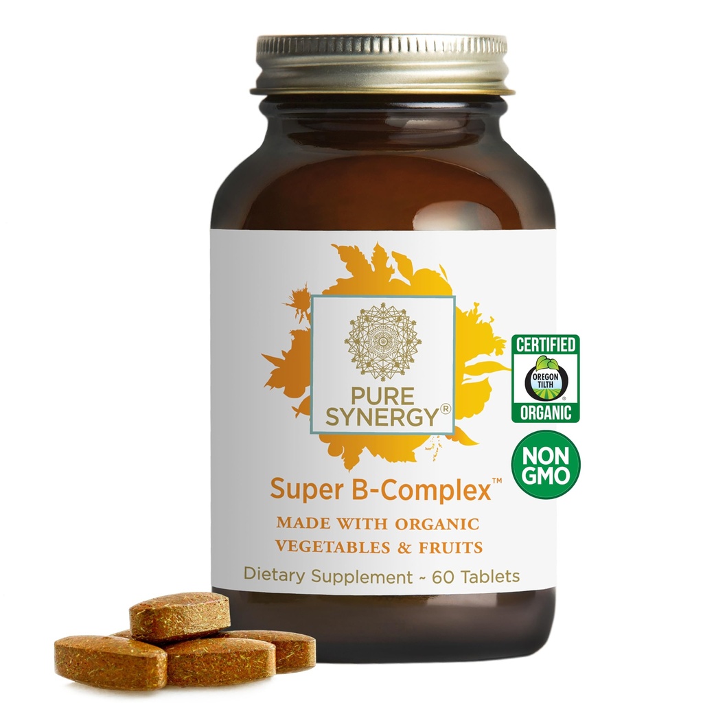 PURE SYNERGY Super B- Complex; B-vitamin Complex Lavet med økologiske hele fødevarer