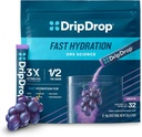 DripDrop Hydration Pakninger - Grape - Single Serve Electrolytes Powder Drink Mix - Non-GMO, Gluten Free, Vegan - 32 sticks
