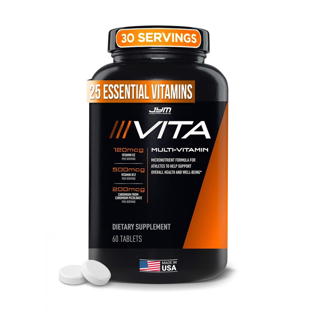 JYM Supplement Science Vita JYM Sports Multivitamin & Mineral Support, Vitamin A, C, B6, B12, E, K, Boron, Biotin, Kalium 60 tabletter