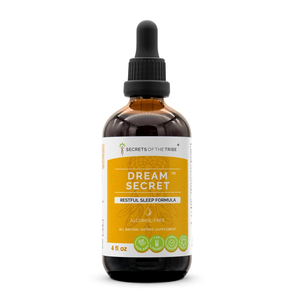 Hemmeligheder i Tribe - Drøm Secret, Rastful Sleep Formel, Urte Supplement Blend Drops Alkohol- Free Liquid Extract (4 fl oz)