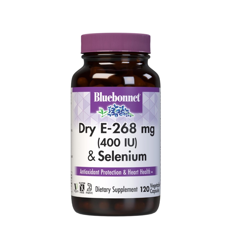 BlueBonnet Dry E- 400 IE Plus Selenium Vegetariske kapsler, 120 Greve, White