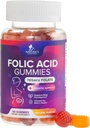 Folinsyre Gumies for Women 785 mcg, Essential Prenatal Vitaminer til mor og barn, Vegan Follic Supplement Gummy, Daglig Vitamin B9 Ekstra Styrke Folat, Før under graviditeten - 60 Gummies