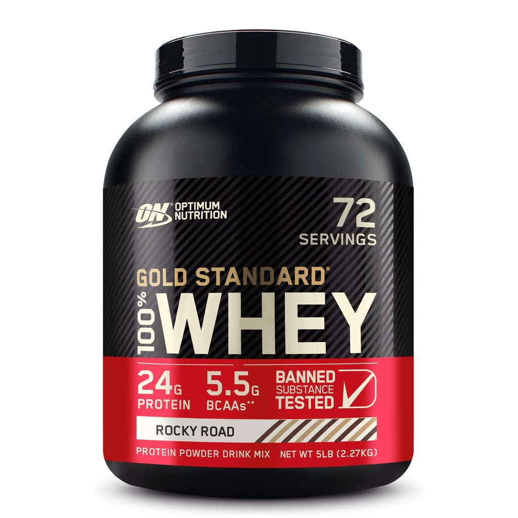 Optimum Nutrition Gold Standard 100% Whey Protein Powder, Rocky Road, 5 Pund (Packaging May Vary)