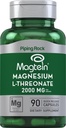 Piping Rock Magnesium L- Threonate Kapsler: 124; 2000mg; 124; 90 Piller: 124; med Magtein: 124; Supplement for mænd og kvinder: 124; Non- GMO, Gluten Free