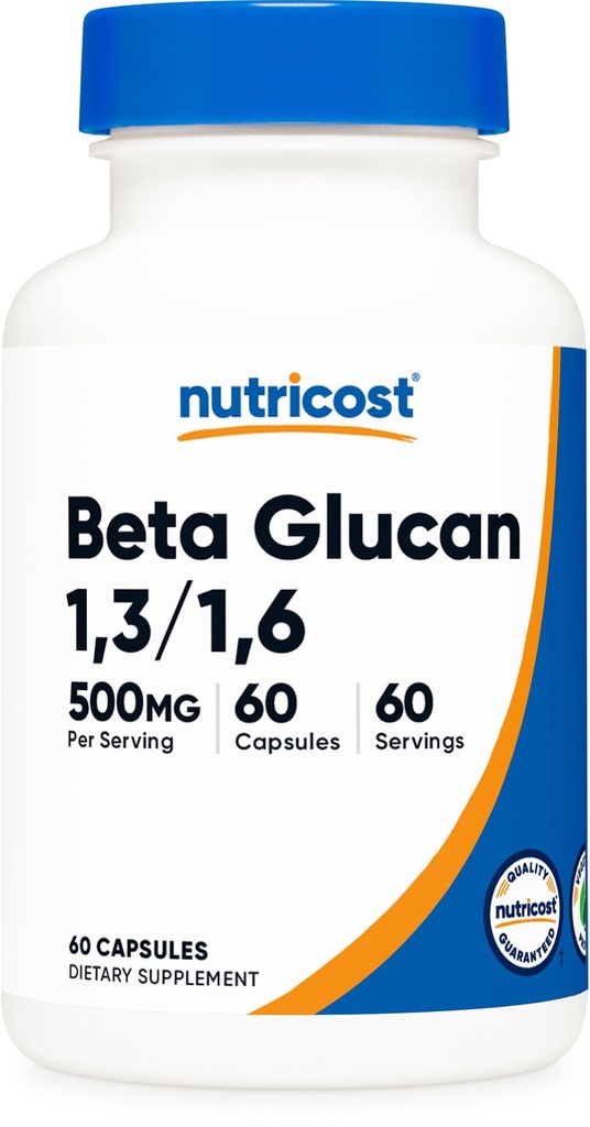 Nutricost Beta glucan 500mg 1,3 / 1,6 D- glucan, 60 Vegetariske kapsler - Gluten Free, Non- GMO
