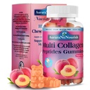 Multi Collagen Peptider Gummies, Sukker fri Hydrolyseret 5000mg Protein Shape Type I, II, III, V, X med Biotin Hyaluronsyre Vitamin C A D B6 B12 L- Glutathion til hud hårnegl Fælles ben -Peach Gummies