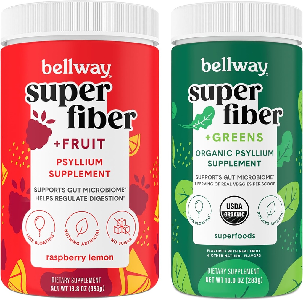 Bellway Super Fiber Powder + Frugt, Raspberry Lemon Super Fiber + Grønne
