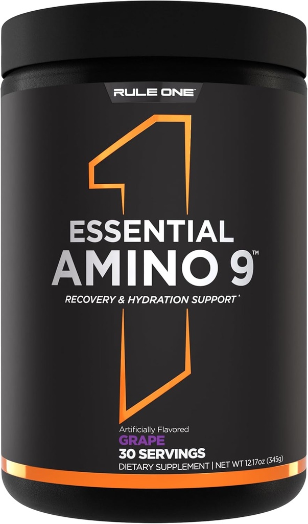 Regel 1 Essential Amino 9 - Inddrivelse og hydrering support med 7.5g af Essential Aminosyrer + Electrolytes (Grape, 30 Servering)