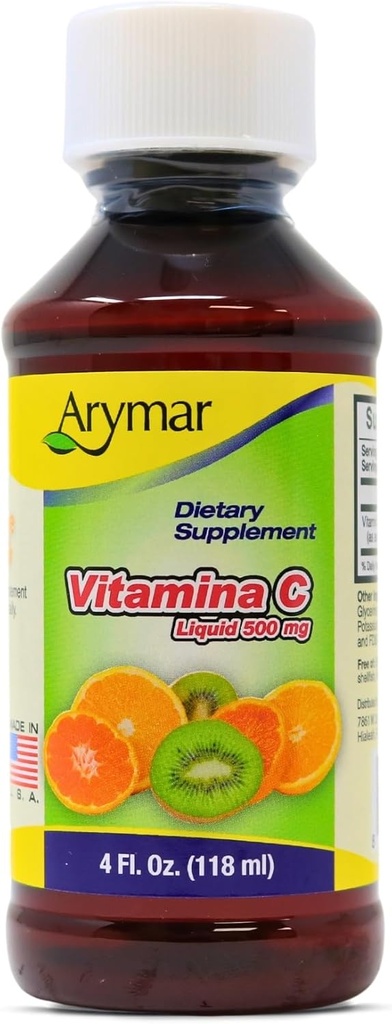 ARYMAR Vitamin C for Adults, Immune Support, Antioxidant, Orange Flavor (4 Fl Oz/Pack of 1)
