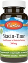 Carlson Niacin- Time 500 mg, B3- vitamin, tids- frigivelse, 100 tabletter