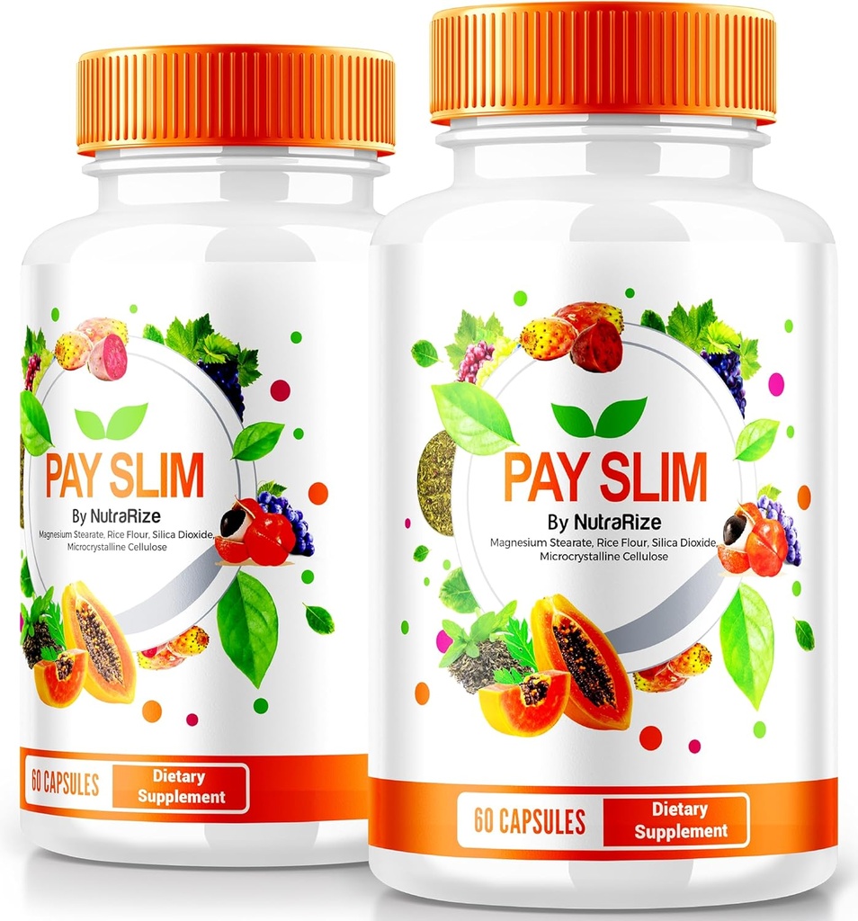 NutraRize (2 Pack) Pay Slim kapsler, PaySlim All- Natural Supplement for Sund Vægttab, Premium Formel til at opnå Body og Fitness Mål, Officielle anmeldelser (120 Kapsler)