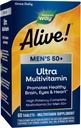 Nature's Way Alive! Men’s 50+ Daily Ultra Multivitamin, High Potency Formula, Supports Healthy Brain, Eyes & Heart*, with Methylated B12, Gluten-Free, 60 Tablets (Packaging May Vary)