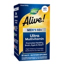 Naturen er i live! Mænds 50 + Daily Ultra Multivitamin, High Potency Formel, understøtter sund hjerne, øjne & hjerte *, med Methylerede B12, Gluten- Free, 60 tabletter (Packaging May Vary)