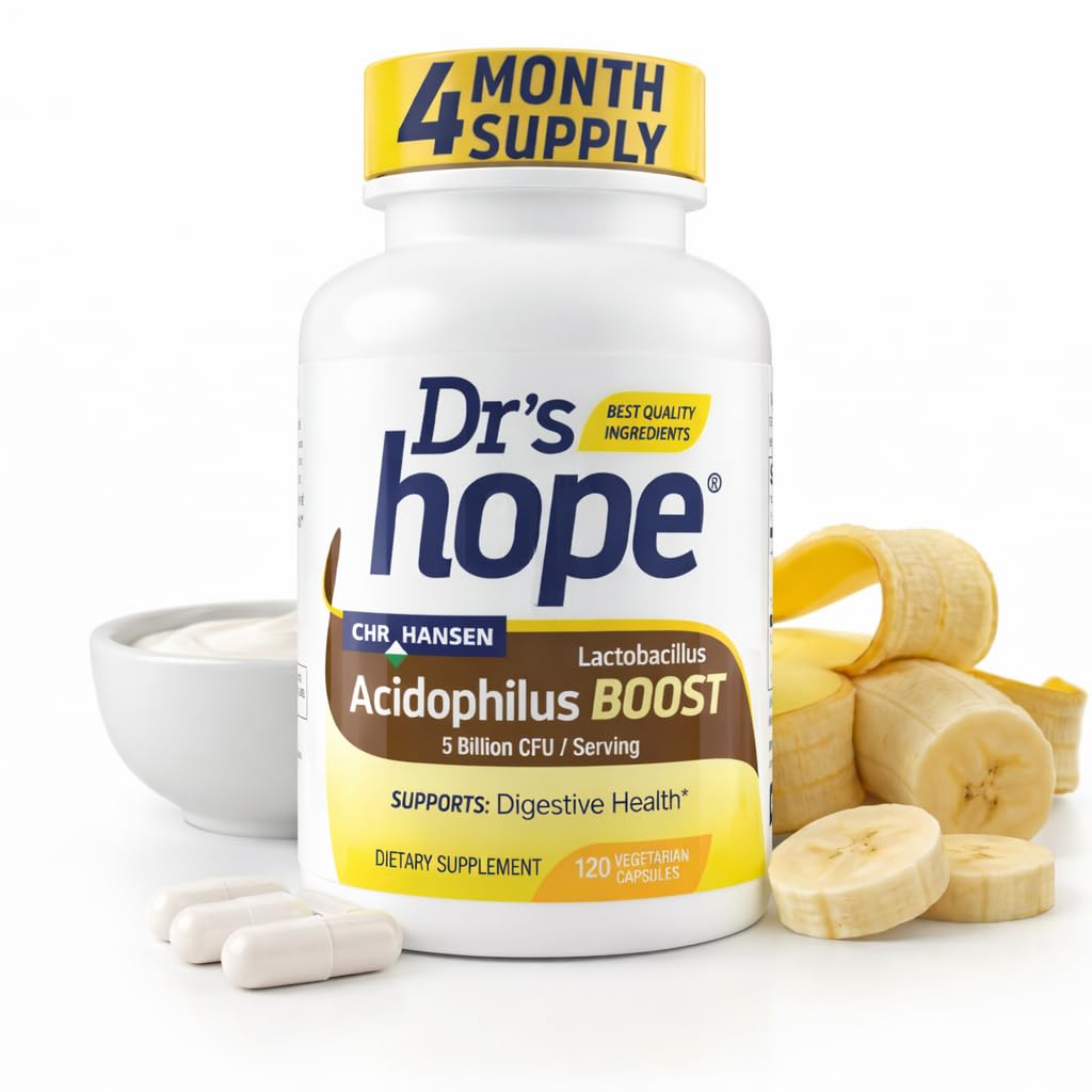 Lactobacillus Acidophilus Boost 5B CFU - Probiotika til fordøjelsessygdomme - Understøtter fordøjelsessygdomme, immunfunktion og total Gut sundhed - 120 Veggie kapsler, Lavet i USA