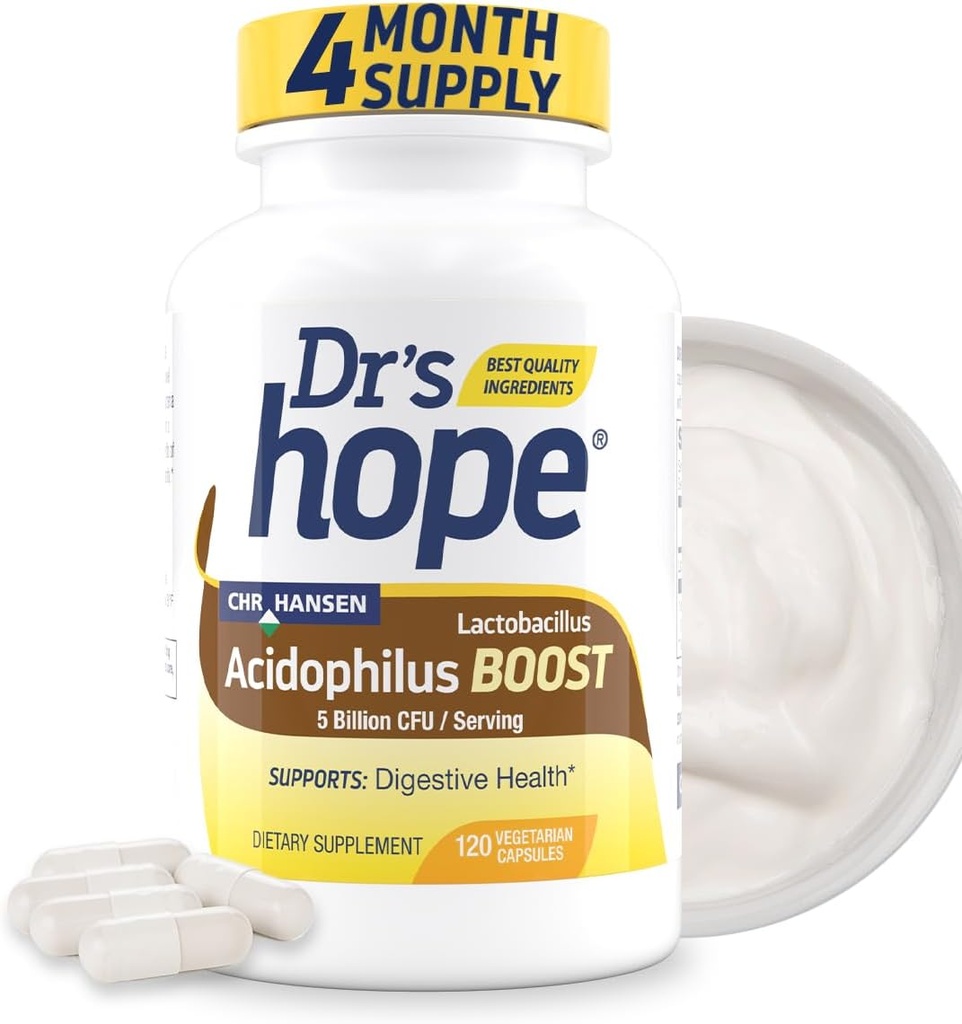 Lactobacillus Acidophilus Boost 5B CFU - Probiotika til fordøjelsessygdomme - Understøtter fordøjelsessygdomme, immunfunktion og total Gut sundhed - 120 Veggie kapsler, Lavet i USA