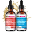 Collagen Mojo Liquid Collagen Peptider med Sea Moss, Burdock Root & Bladerwrack + Liquid Collagen Peptider med Ashwagandha, Elderberry & L- Theanine