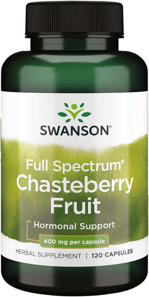 Swanson Chasteberry Fruit - Herbal supplement fremme kvinders sundhed & menopausale & menstruation support - Kan støtte balance & hudsundhed - (120 kapsler, 400mg hver)