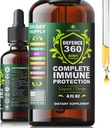 Defence360 immunstøtte 8- in-1 Flydende tilskud med vitamin C, D3, Zink, Elderberry, Echinacea, gurkemeje, Ginger & Quinin - Komplet immunforsvar (4 FL OZ)