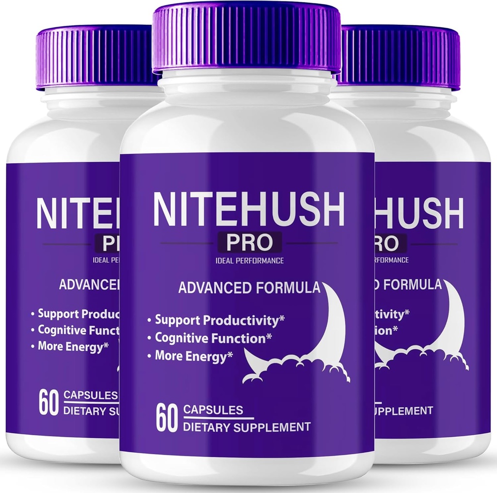 Nite Hush Pro Brain Kosttilskud til hukommelse og fokus kapsler, NiteHush Advanced Formel Brain Health Support - Maksimal styrke Nootropics NitePushPro Alle naturlige support piller anmeldelser (3 Pack)